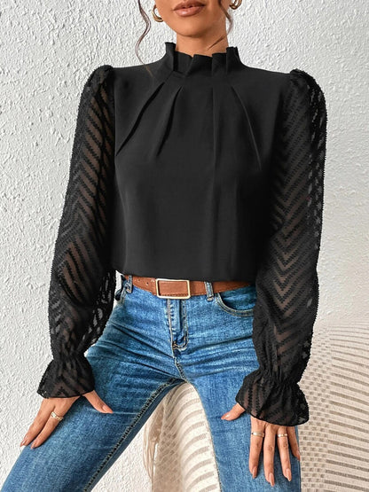 She Wears Glory™ — Crowned in Grace Flounce Sleeve Blouse - She Wears Glory Beverly Hills