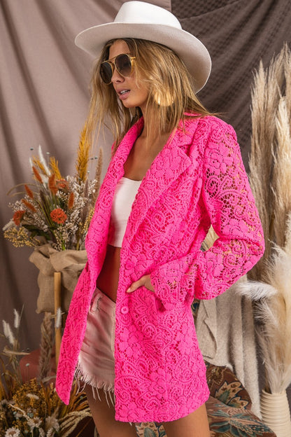 She Wears Glory “Royal Lace Mantle” Luxe Single-Breasted Blazer - She Wears Glory Beverly Hills