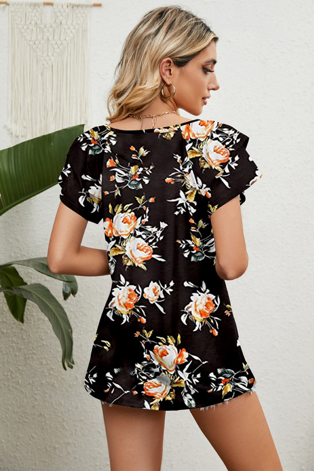 She Wears Glory™ — Abide in Grace V-Neck Short Sleeve Blouse - She Wears Glory Beverly Hills