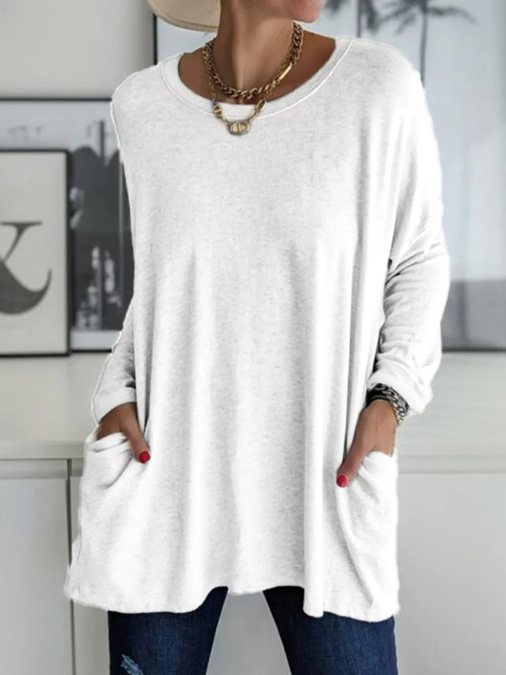 She Wears Glory™ Full Size Round Neck Long Sleeve T-Shirt - She Wears Glory Beverly Hills