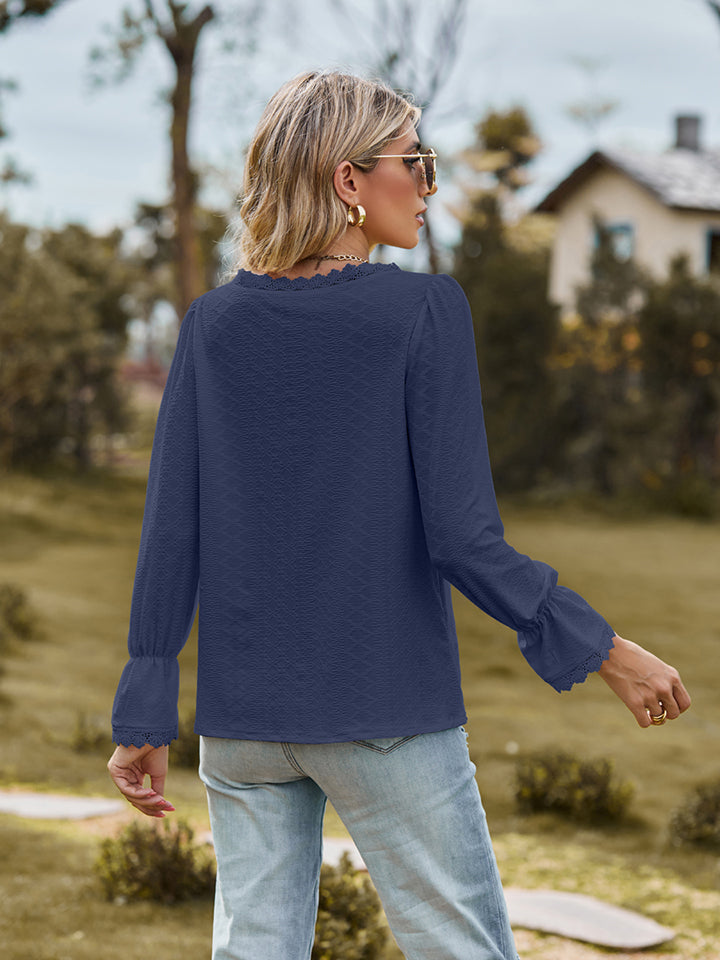 She Wears Glory™ — Adorned in Honor Lace Flounce Blouse - She Wears Glory Beverly Hills