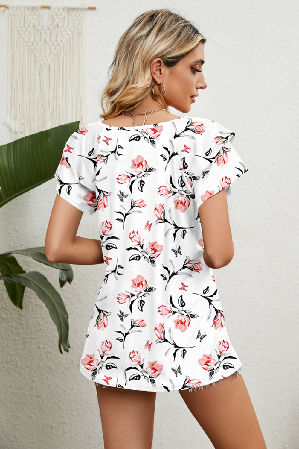 She Wears Glory™ — Abide in Grace V-Neck Short Sleeve Blouse - She Wears Glory Beverly Hills