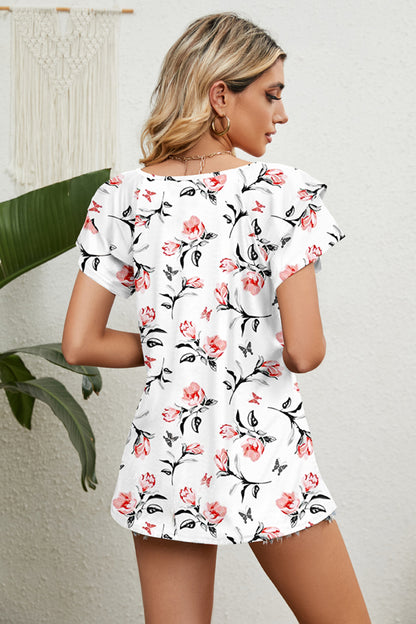 She Wears Glory™ — Abide in Grace V-Neck Short Sleeve Blouse - She Wears Glory Beverly Hills
