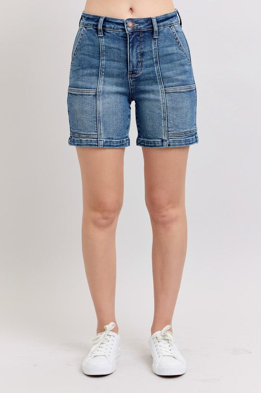 She Wears Glory™ “Sanctified Strength” High Rise Denim Shorts - She Wears Glory Beverly Hills