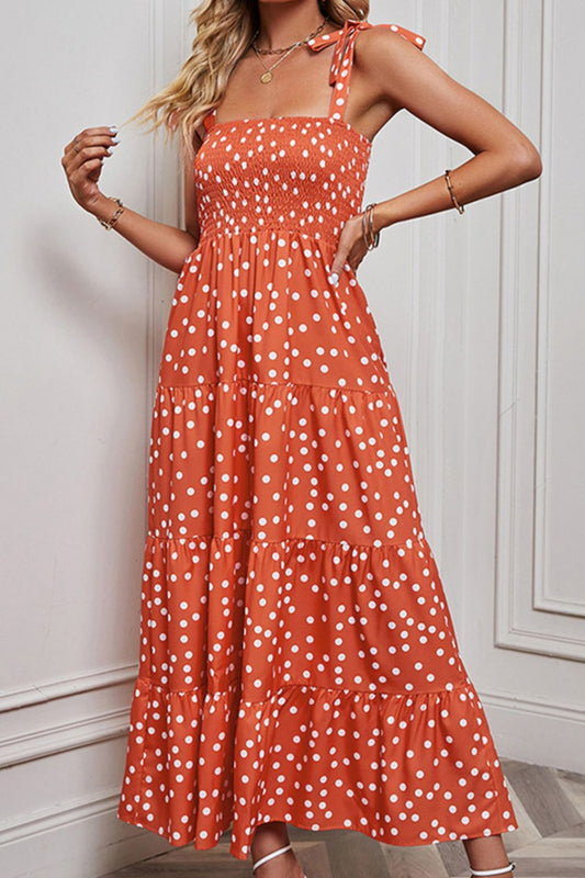 She Wears Glory™ Polka Dot Smocked Tiered Sleeveless Dress - She Wears Glory Beverly Hills