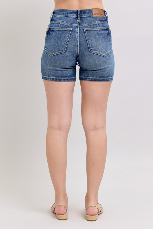 She Wears Glory™ High Waist Denim Shorts – Covered, Confident, and Called - She Wears Glory Beverly Hills