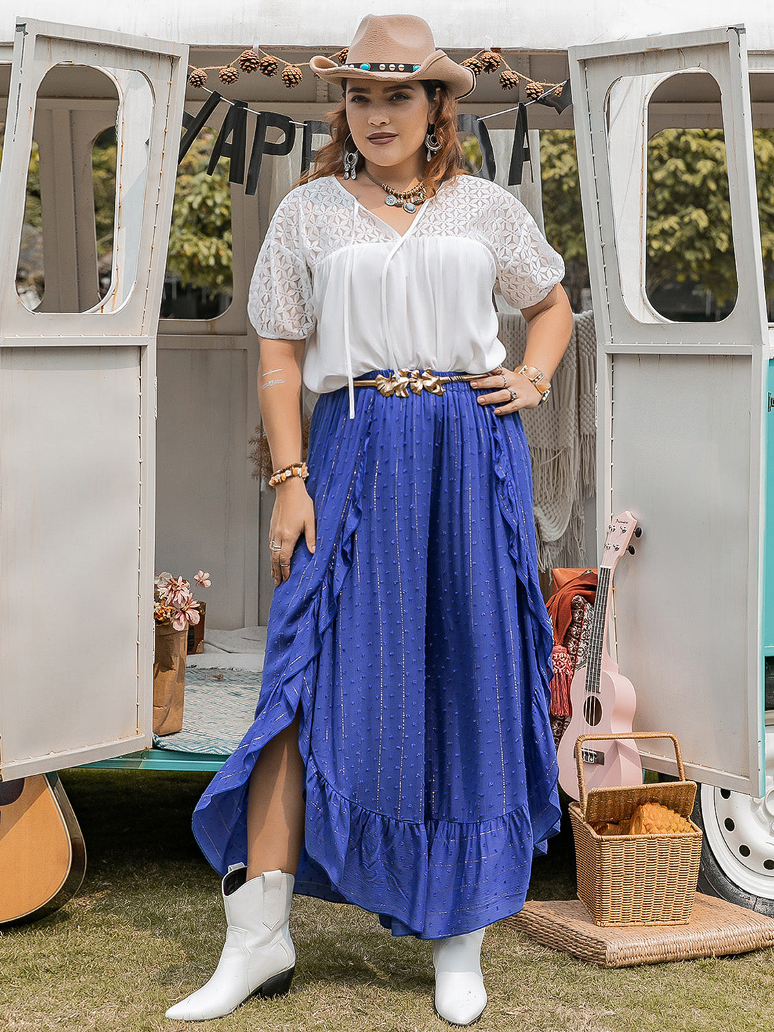 She Wears Glory™ “Whispers of Grace” Tie Neck Short Sleeve Blouse - She Wears Glory Beverly Hills
