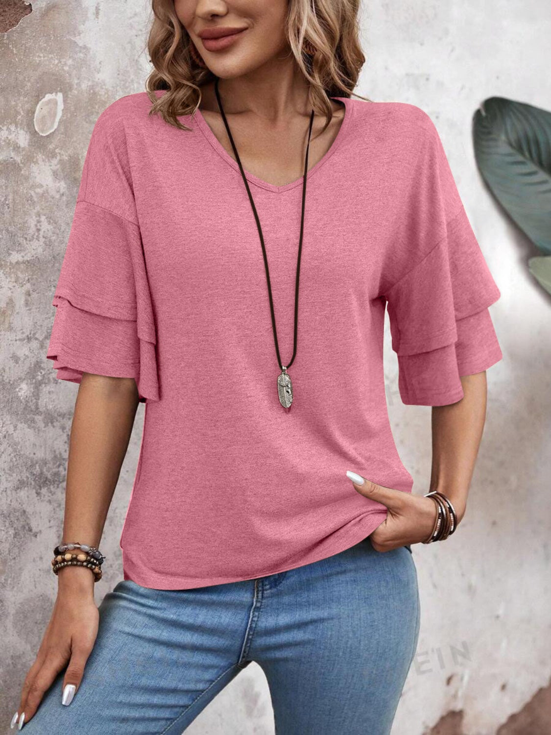 She Wears Glory™ — Chosen in Stillness V-Neck Blouse - She Wears Glory Beverly Hills
