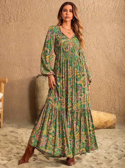 She Wears Glory “Esther Arising” Tie-Neck Long Sleeve Dress - She Wears Glory Beverly Hills