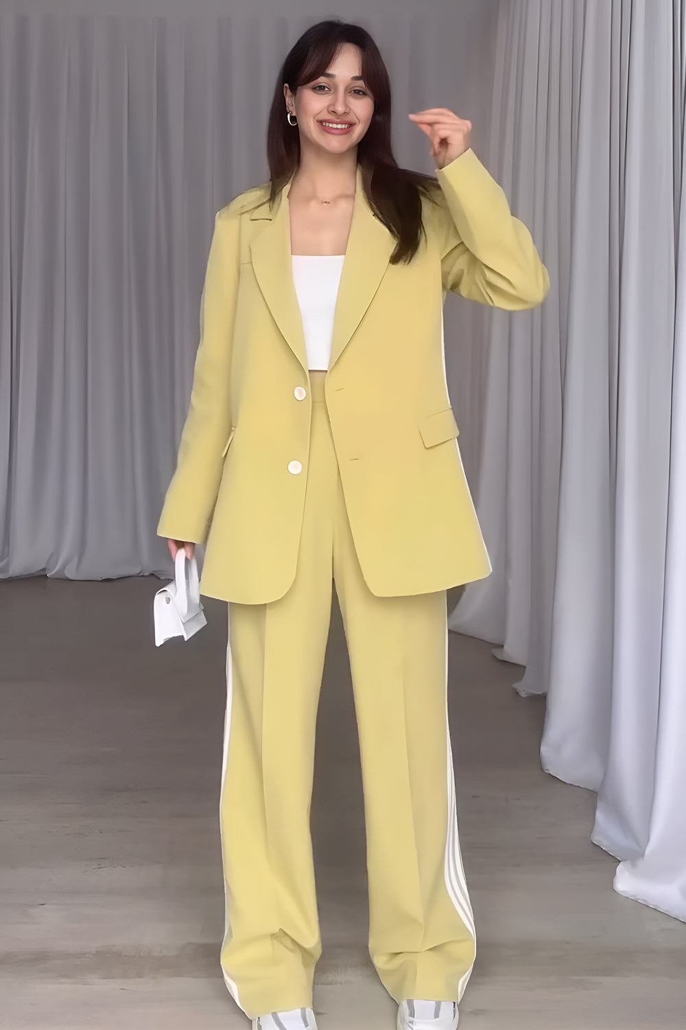 She Wears Glory “Running with Royalty” Two-Piece Power Stripe Set - She Wears Glory Beverly Hills
