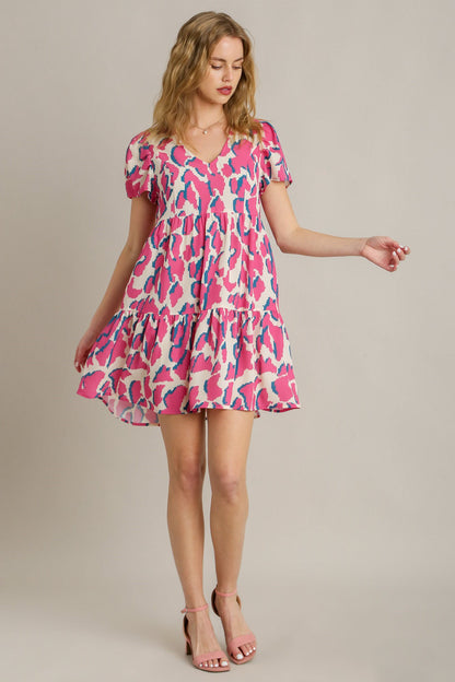 She Wears Glory™ – The Breakthrough Dress (Abstract Pleated Tiered Plus Size V-Neck Dress) - She Wears Glory Beverly Hills