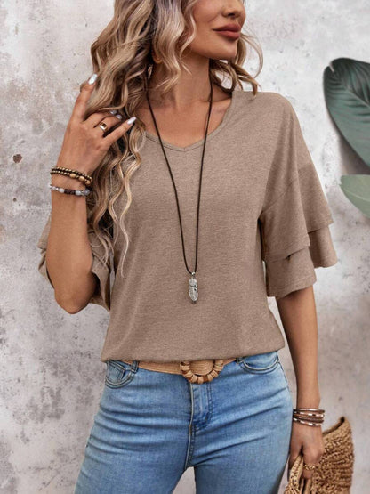 She Wears Glory™ — Chosen in Stillness V-Neck Blouse - She Wears Glory Beverly Hills