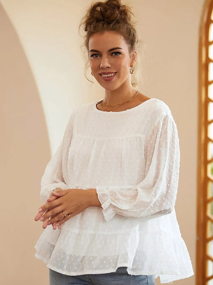She Wears Glory™ — Crowned in Grace Swiss Dot Blouse - She Wears Glory Beverly Hills
