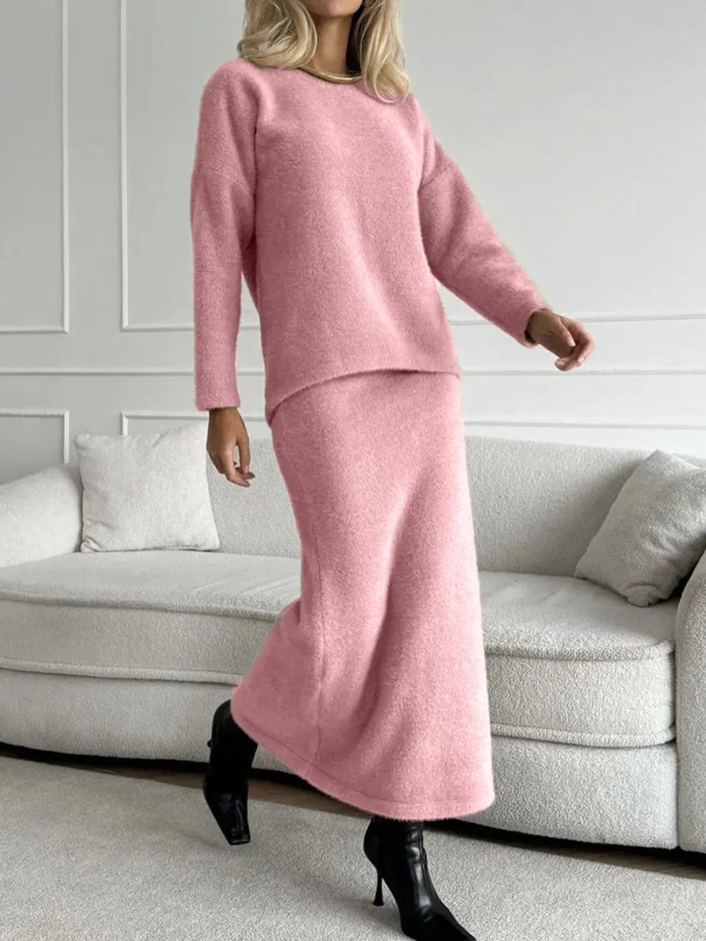 She Wears Glory™ Wrapped in Stillness Sweater Skirt Set - She Wears Glory Beverly Hills