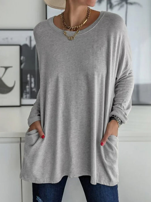 She Wears Glory™ Full Size Round Neck Long Sleeve T-Shirt - She Wears Glory Beverly Hills