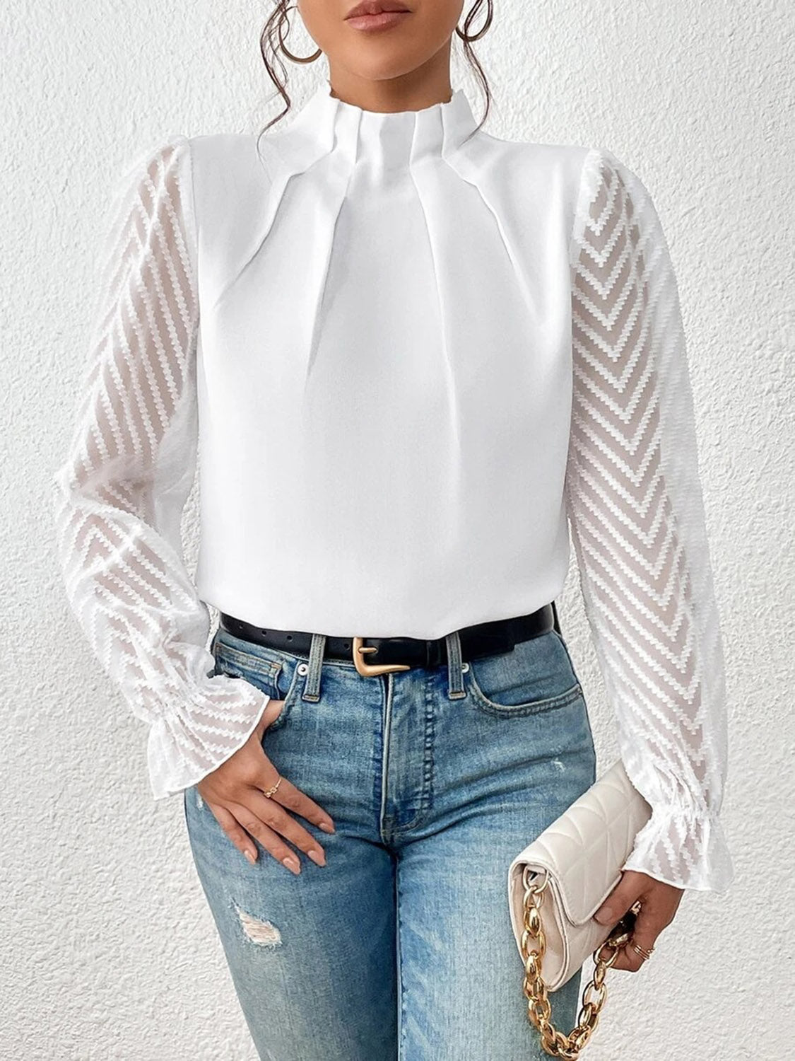 She Wears Glory™ — Crowned in Grace Flounce Sleeve Blouse - She Wears Glory Beverly Hills