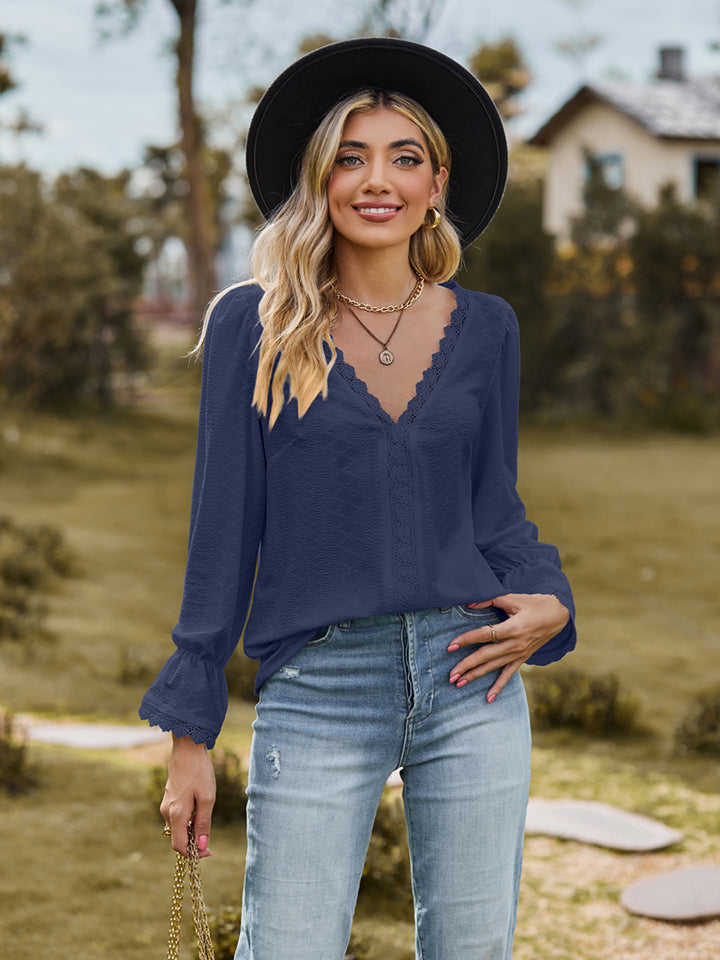 She Wears Glory™ — Adorned in Honor Lace Flounce Blouse - She Wears Glory Beverly Hills