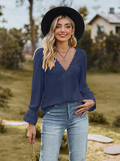 She Wears Glory™ — Adorned in Honor Lace Flounce Blouse - She Wears Glory Beverly Hills