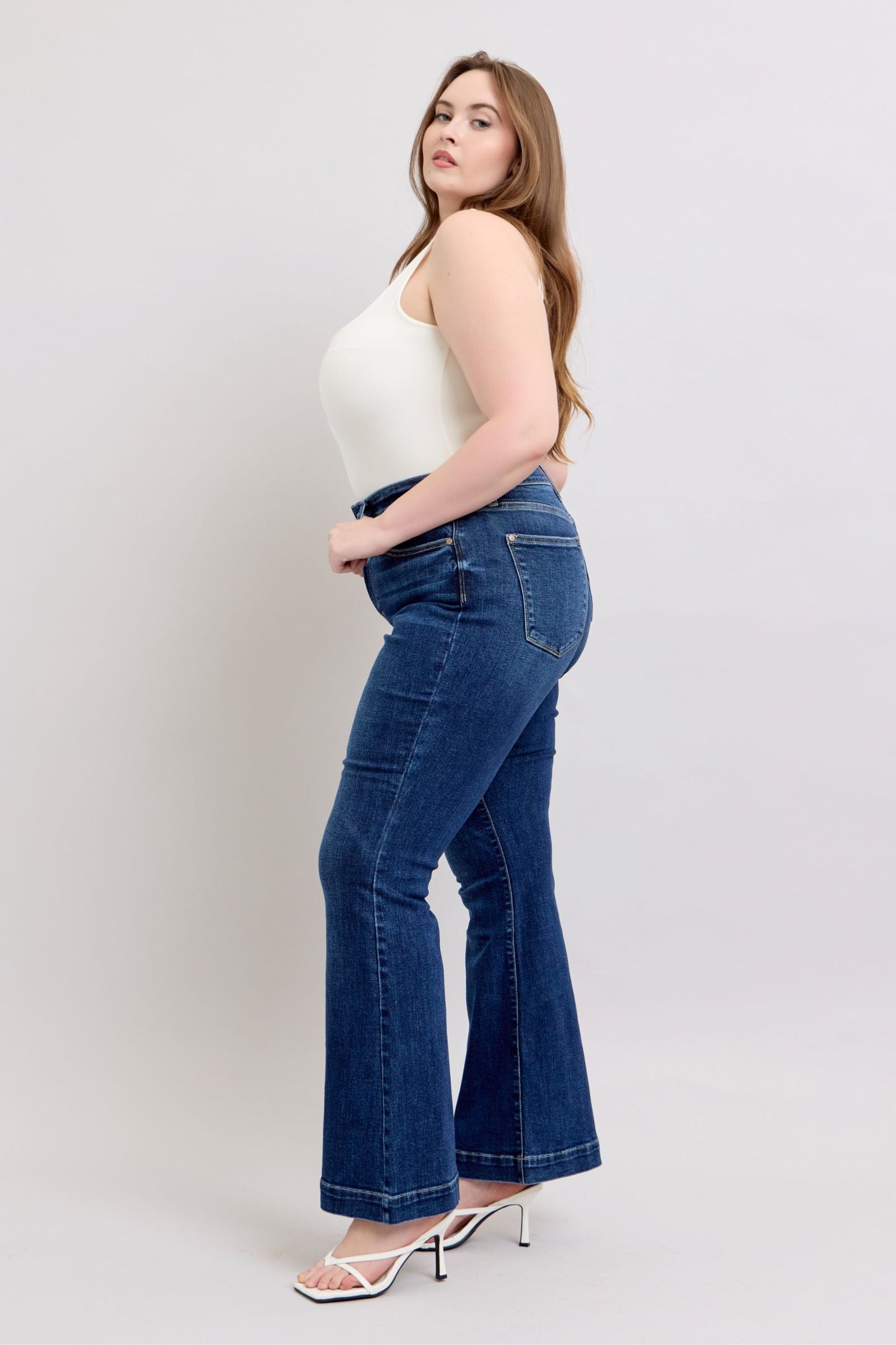 She Wears Glory™ “Covenant Confidence” High-Rise Flare Jeans with Pockets - She Wears Glory Beverly Hills