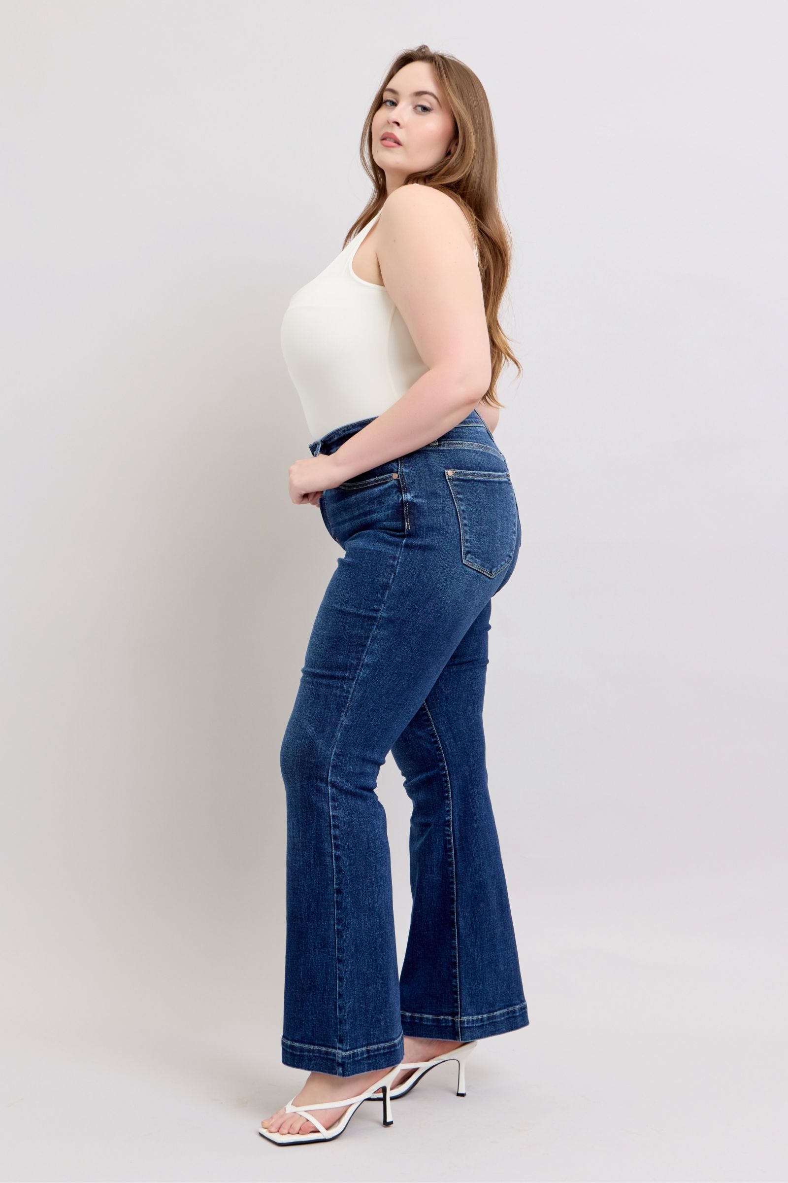 She Wears Glory™ “Covenant Confidence” High-Rise Flare Jeans with Pockets - She Wears Glory Beverly Hills