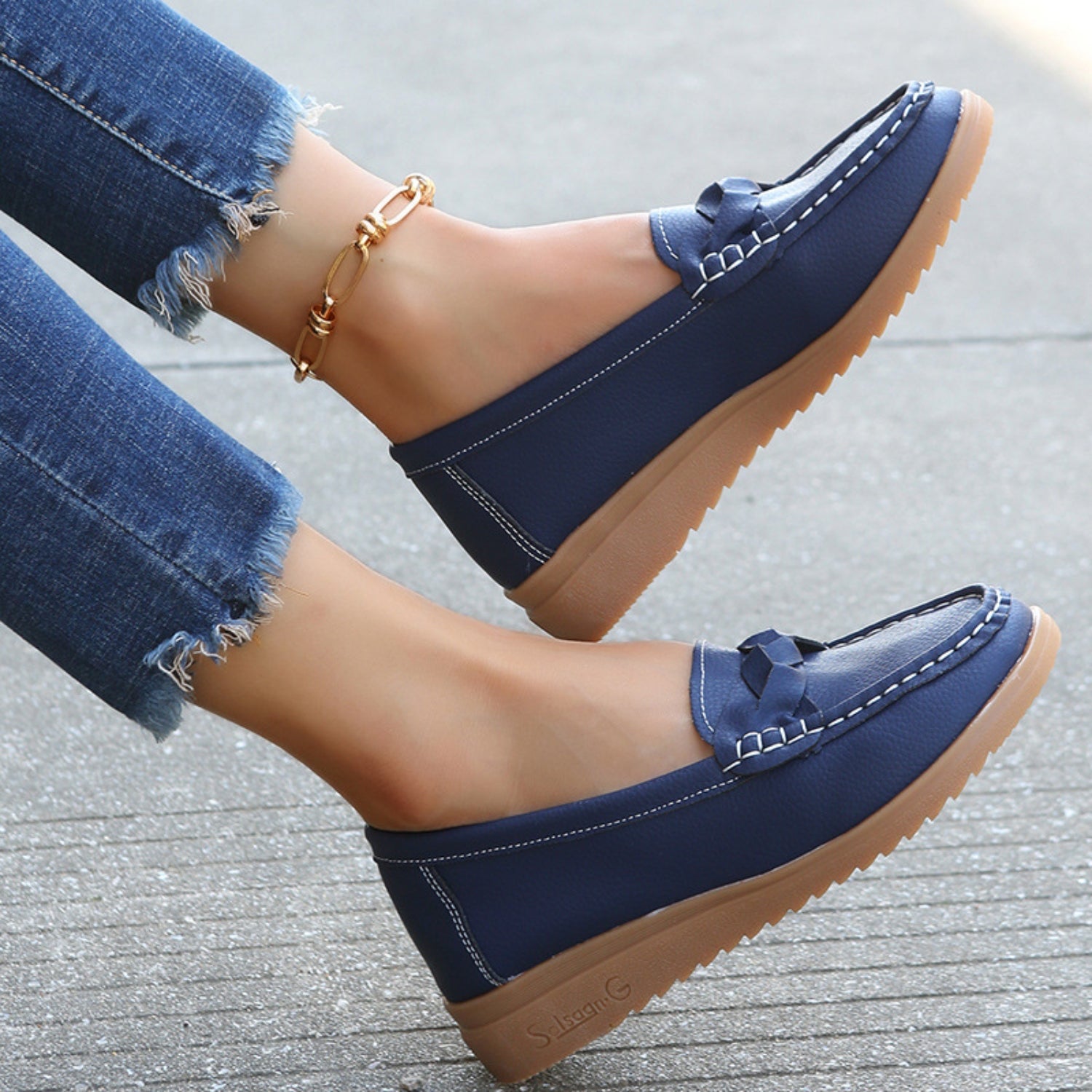 She Wears Glory™ — Divine Weave Wedge Heeled Loafers - She Wears Glory Beverly Hills