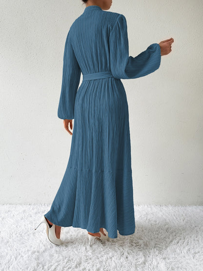 She Wears Glory™ “Honeyed Honor” Tie Waist Long Sleeve Dress - She Wears Glory Beverly Hills