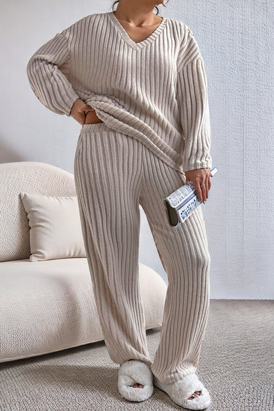 She Wears Glory™ “Serene Majesty” Plus Size Ribbed Two-Piece Set - She Wears Glory Beverly Hills