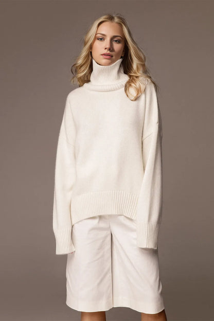She Wears Glory™ Turtleneck Dropped Shoulder Long Sleeve Sweater - She Wears Glory Beverly Hills