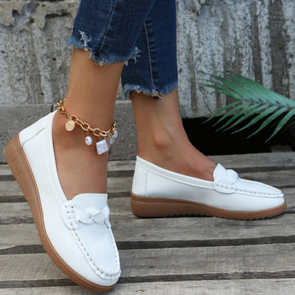 She Wears Glory™ — Divine Weave Wedge Heeled Loafers - She Wears Glory Beverly Hills
