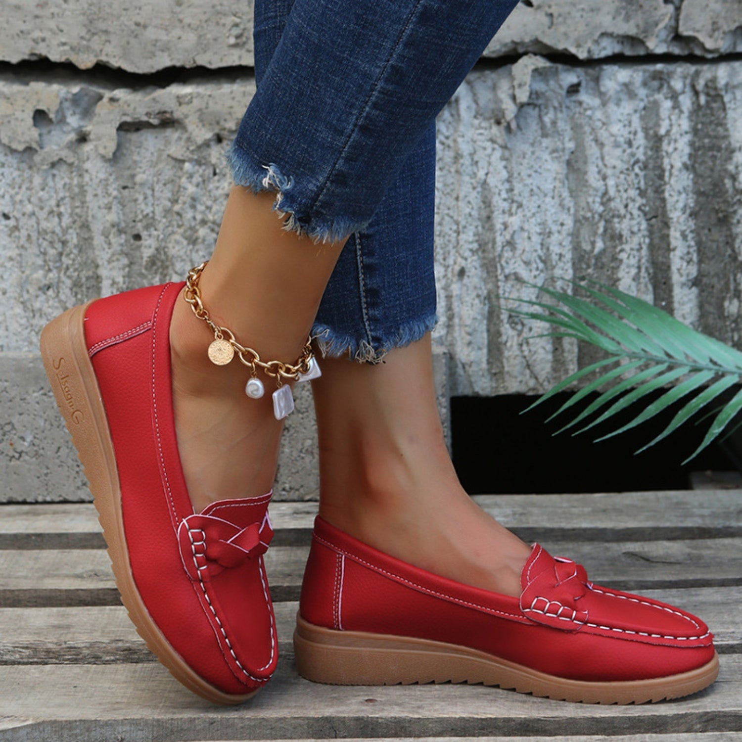 She Wears Glory™ — Divine Weave Wedge Heeled Loafers - She Wears Glory Beverly Hills