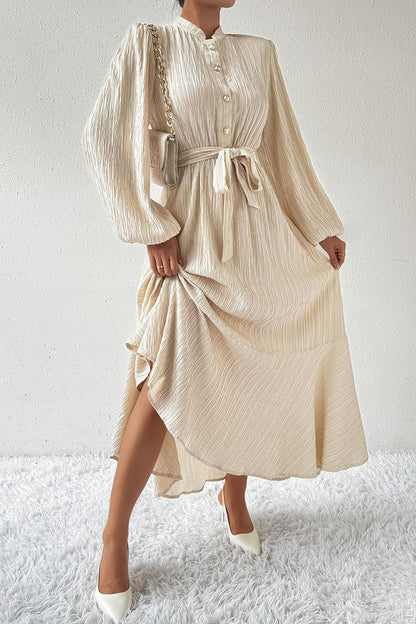 She Wears Glory™ “Honey Anointing” Tied Button-Up Maxi Dress - She Wears Glory Beverly Hills