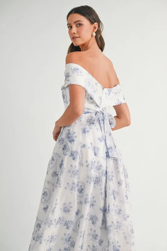 She Wears Glory Floral Printed Off Shoulder Maxi Dress - She Wears Glory Beverly Hills