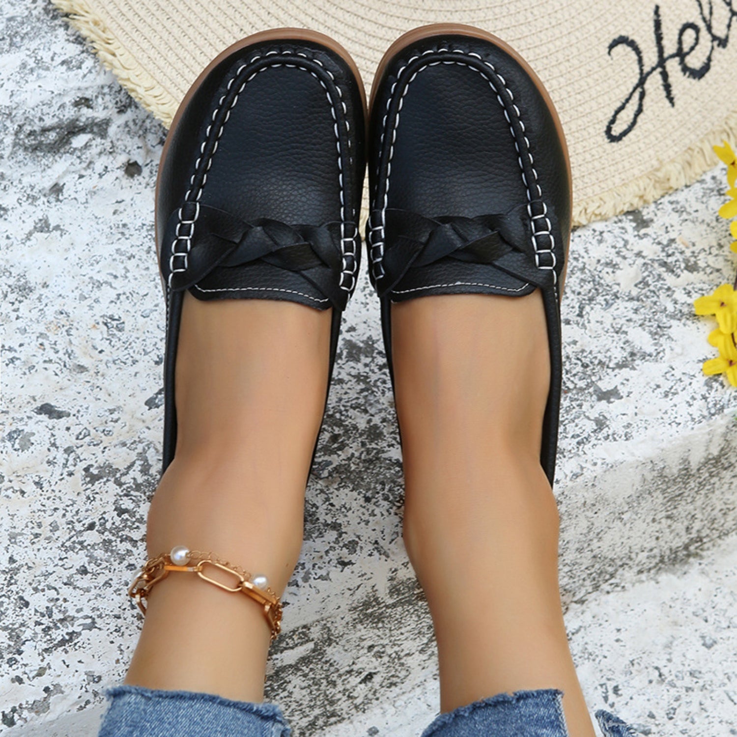 She Wears Glory™ — Divine Weave Wedge Heeled Loafers - She Wears Glory Beverly Hills