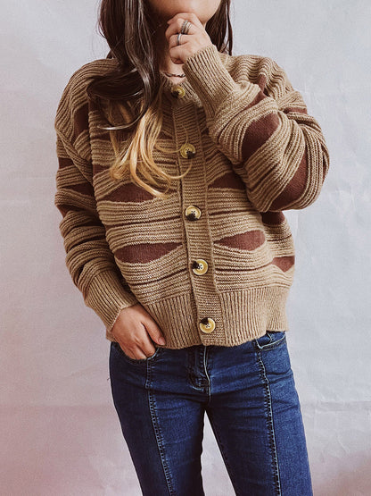 She Wears Glory™ Color Block Button Front Cardigan - She Wears Glory Beverly Hills
