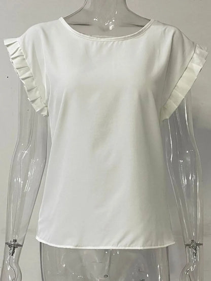 She Wears Glory™ — Radiant & Ready Ruffled Cap Sleeve Blouse - She Wears Glory Beverly Hills