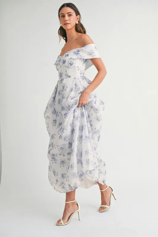 She Wears Glory Floral Printed Off Shoulder Maxi Dress - She Wears Glory Beverly Hills
