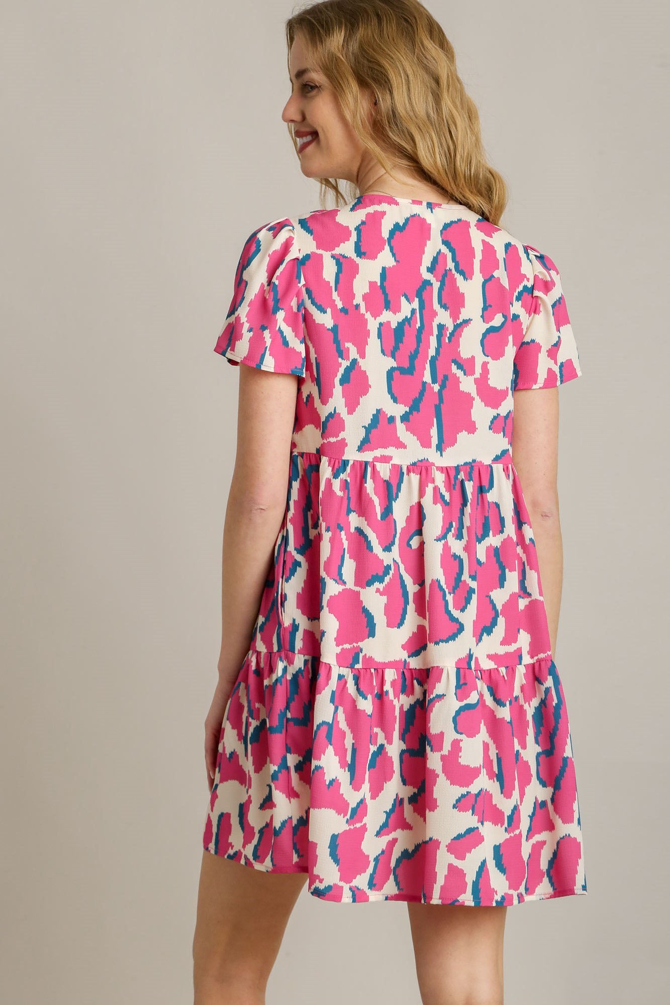 She Wears Glory™ – The Breakthrough Dress (Abstract Pleated Tiered Plus Size V-Neck Dress) - She Wears Glory Beverly Hills