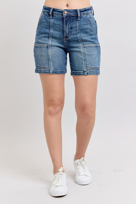 She Wears Glory™ “Sanctified Strength” High Rise Denim Shorts - She Wears Glory Beverly Hills