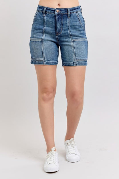 She Wears Glory™ “Sanctified Strength” High Rise Denim Shorts - She Wears Glory Beverly Hills