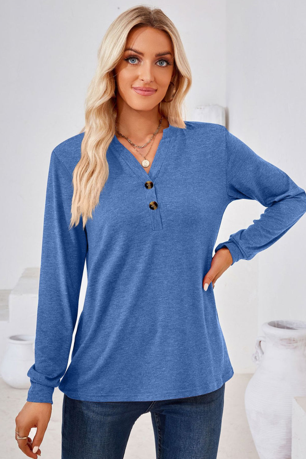She Wears Glory™ — Called to Grace Buttoned Blouse - She Wears Glory Beverly Hills
