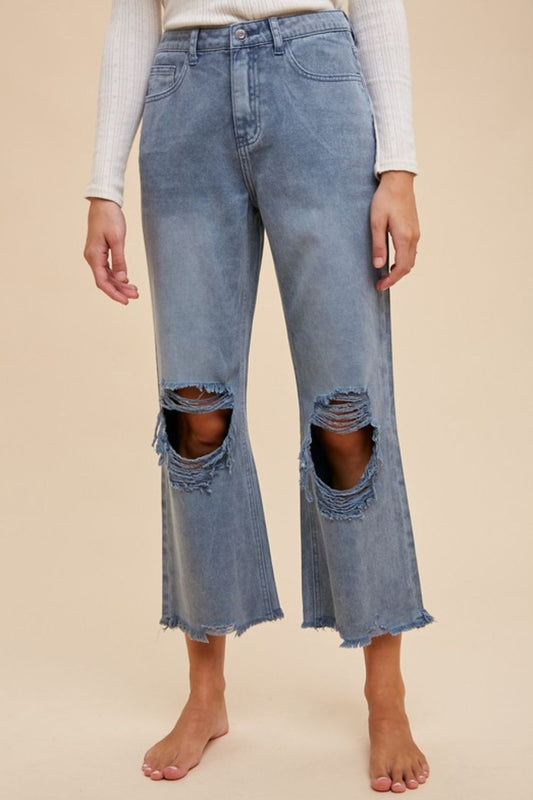 She Wears Glory™ Distressed Raw Hem Denim – Boldly Covered, Beautifully Unfinished - She Wears Glory Beverly Hills