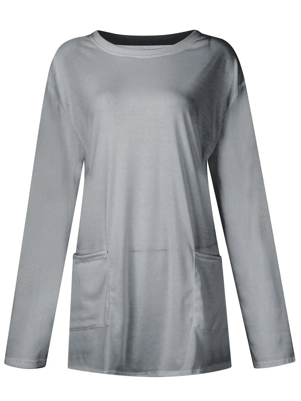 She Wears Glory™ Full Size Pocketed Round Neck Long Sleeve T-Shirt - She Wears Glory Beverly Hills