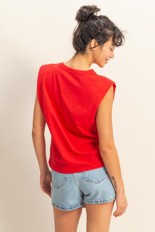 She Wears Glory™ Structured Sleeveless Cotton Top – Strength at the Shoulders, Stillness in the Spirit - She Wears Glory Beverly Hills