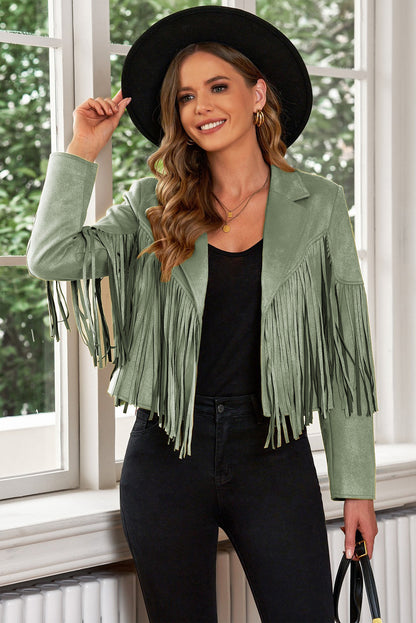 She Wears Glory “Set Apart” Fringe Trim Cropped Blazer - She Wears Glory Beverly Hills