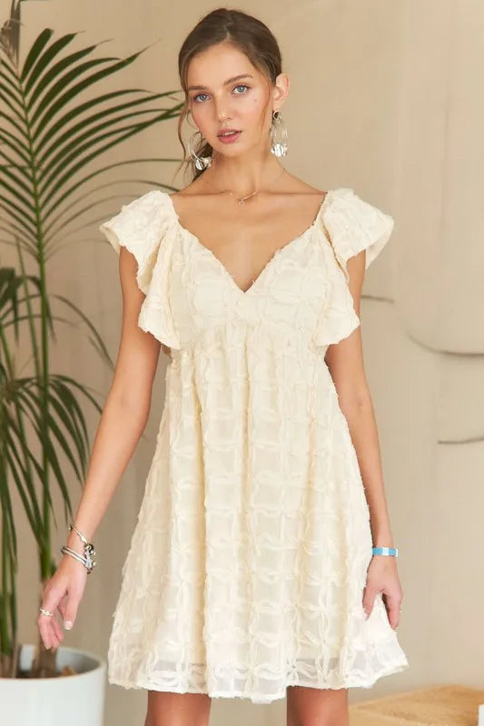 She Wears Glory™ Tie Back V-Neck Ruffle Sleeve Dress - She Wears Glory Beverly Hills