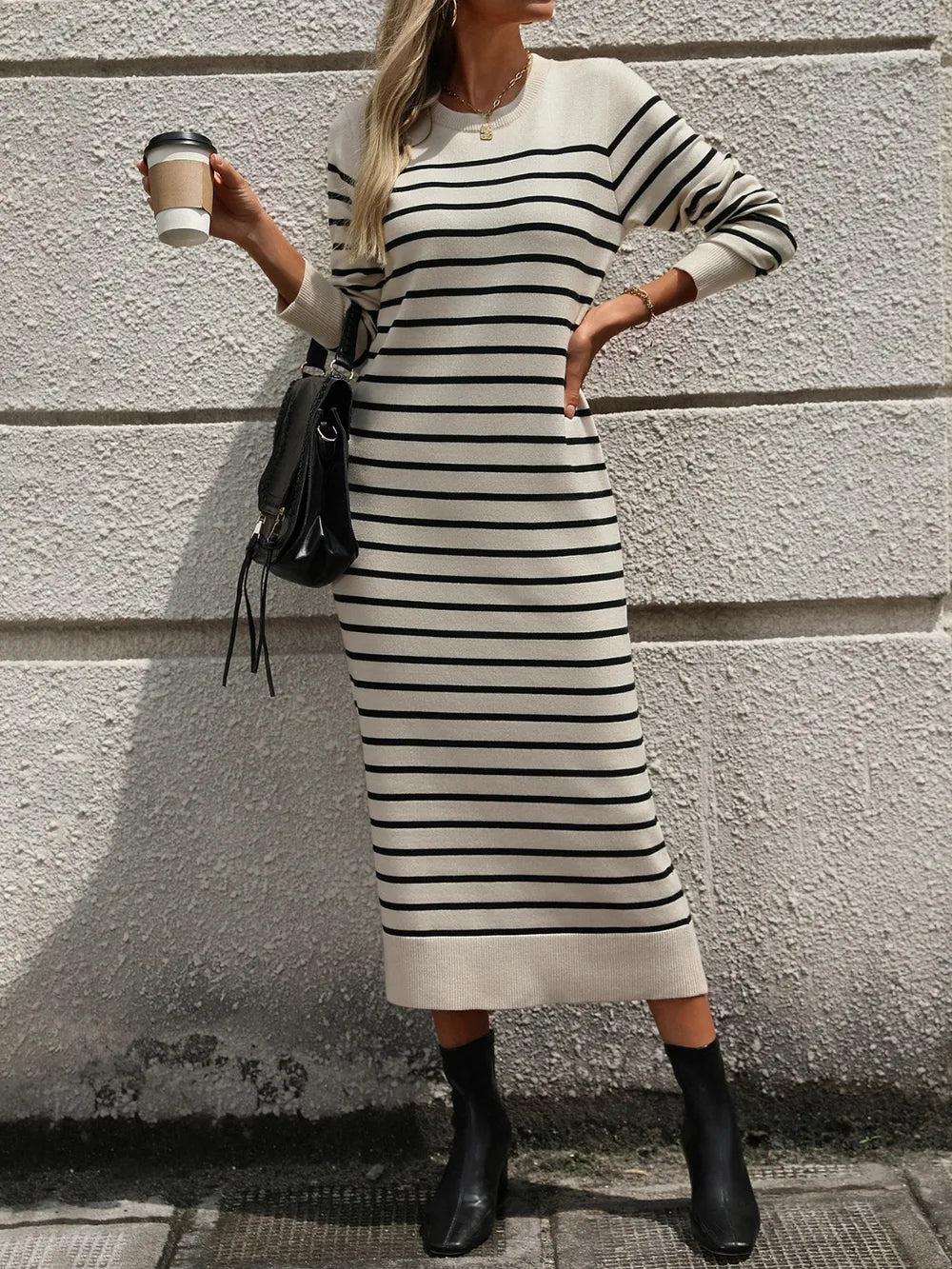 She Wears Glory™ Hannah Striped Promise Dress in Still Waters - She Wears Glory Beverly Hills