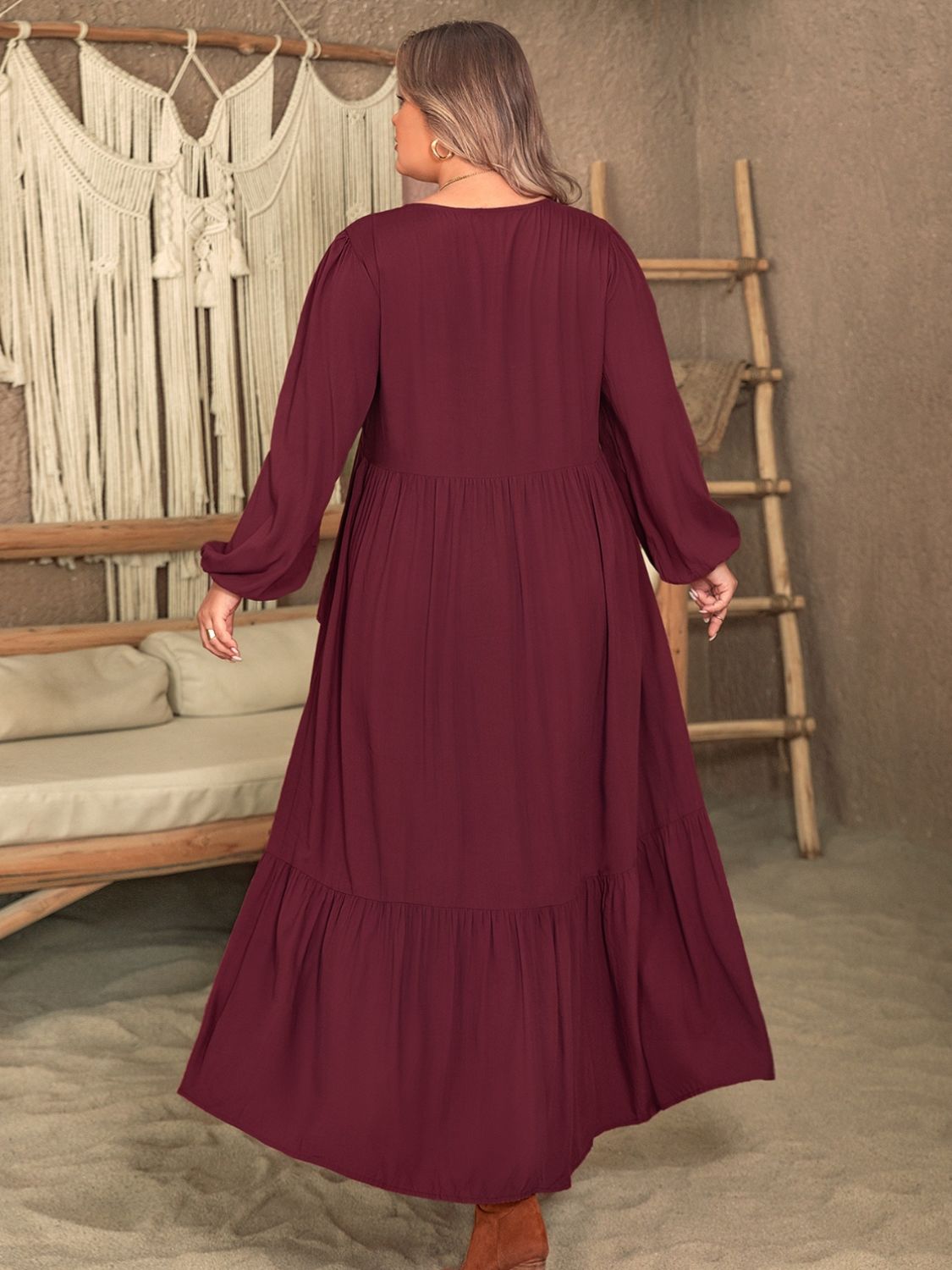 She Wears Glory™ “Crowned in Grace” Plus Size Ruffled V-Neck Dress - She Wears Glory Beverly Hills