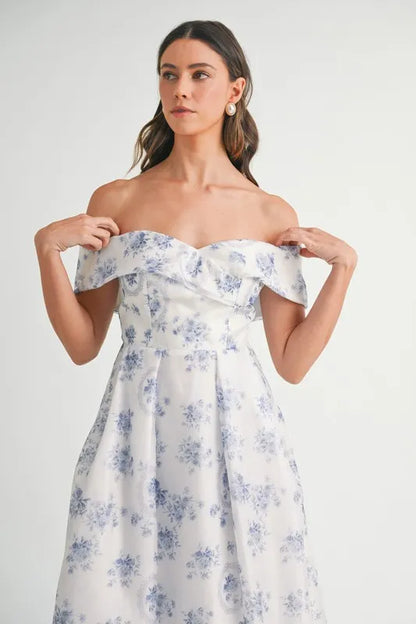 She Wears Glory Floral Printed Off Shoulder Maxi Dress - She Wears Glory Beverly Hills