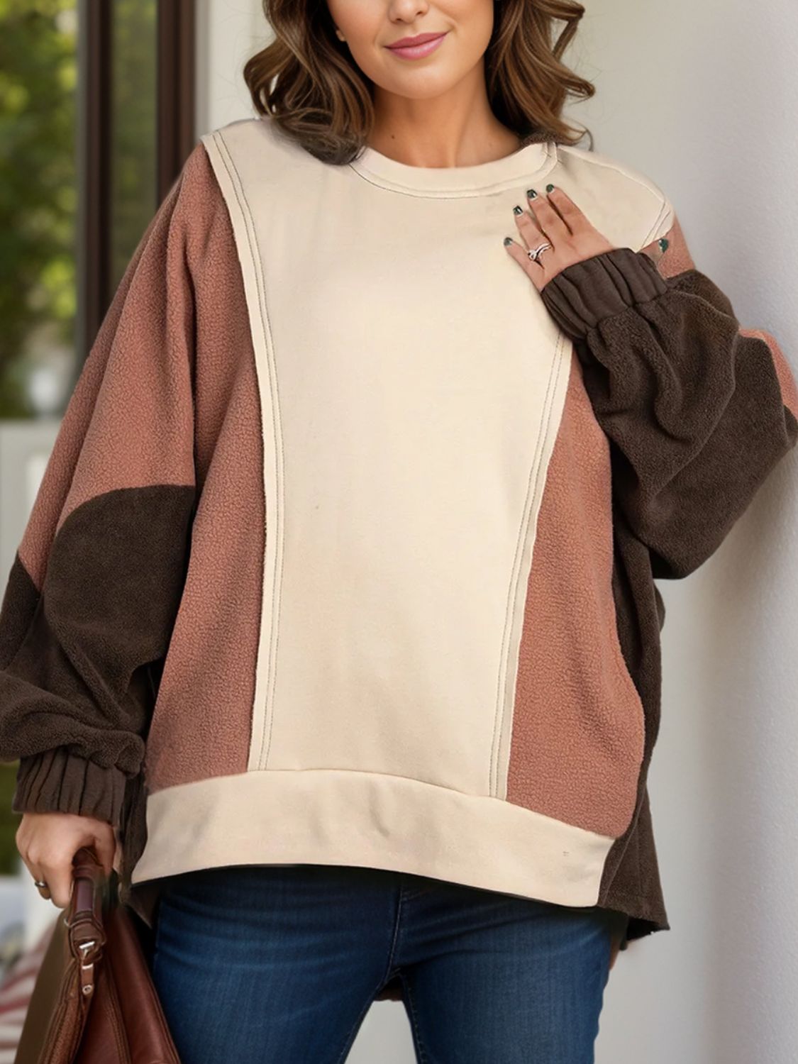 She Wears Glory™ “Grace in Motion” Color Block Long Sleeve Hoodie - She Wears Glory Beverly Hills