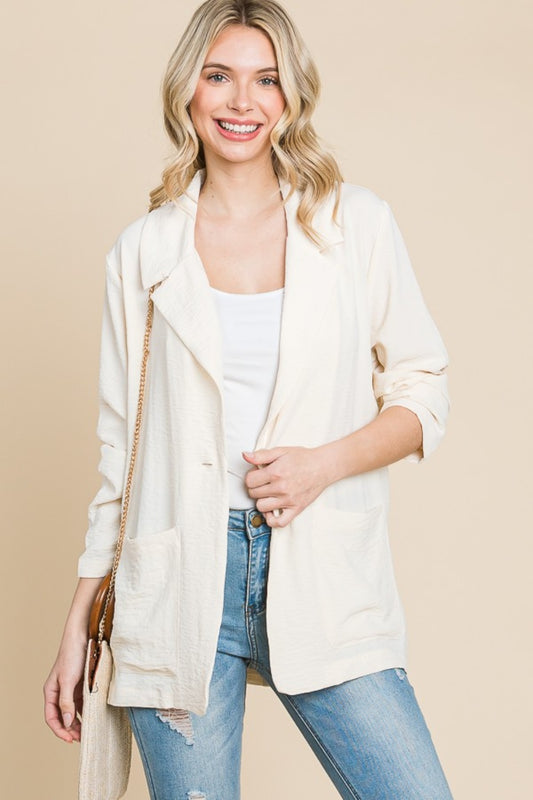 She Wears Glory “Appointed for Influence” One-Button Long Sleeve Blazer with Pockets - She Wears Glory Beverly Hills